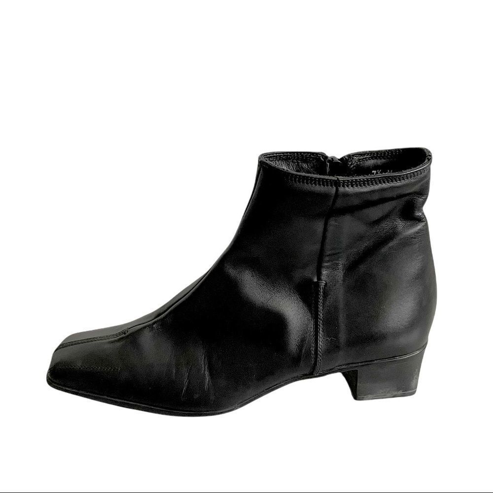 SESTO MEUCCI Italy Black Leather Square Toe Ankle Boot Winter Heel 7.5